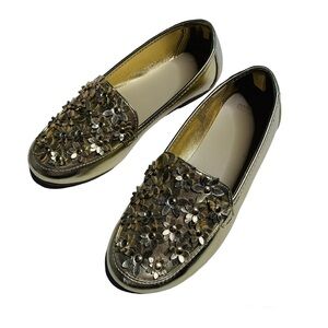 Gymboree girls size 2 gold floral flats shoes